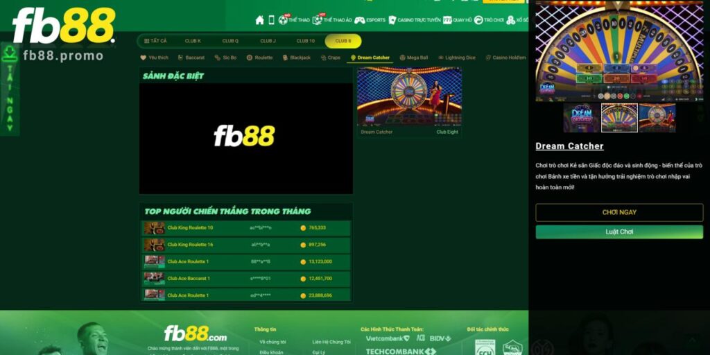 Club Eight Fb88 - Cơ Hội Trải Nghiệm Sòng Bạc Đỉnh Nóc 2 Game Dream Catcher thú vị