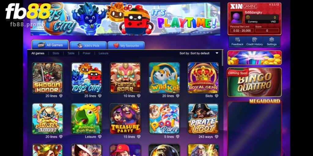 Q Slots FB88 - Cơ Hội Thắng Lớn Với Sảnh Game Nổ Hũ Đẳng Cấp 1 Giao diện chính của sảnh Q Slots